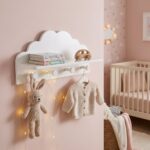 Estantería infantil con 4 colgadores nube blanco - Imagen 2