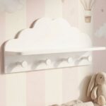 Estantería infantil con 4 colgadores nube blanco - Imagen 3