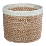 Set de 3 cestas de mimbre natural y blanco - Imagen 5