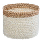 Set de 3 cestas de mimbre natural y blanco - Imagen 6