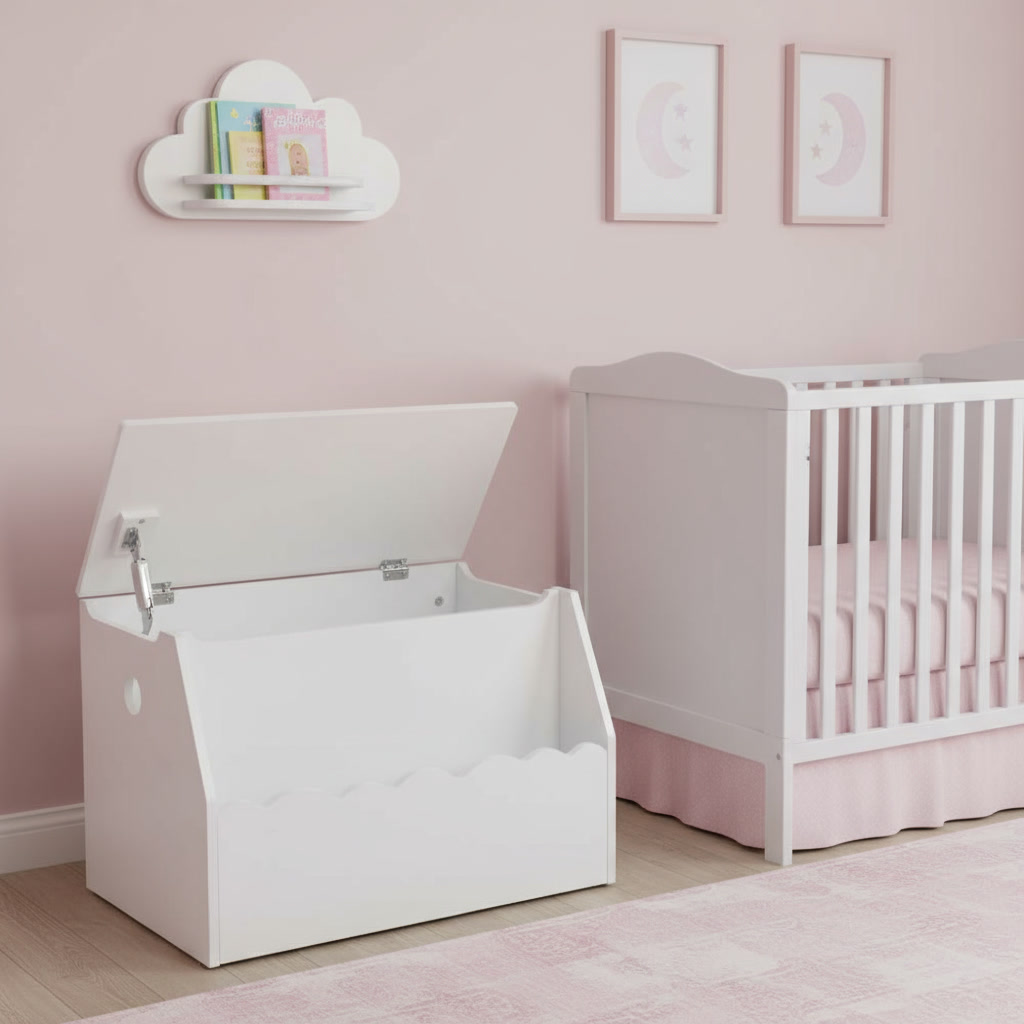 Baúl infantil con juguetero blanco - Imagen 4