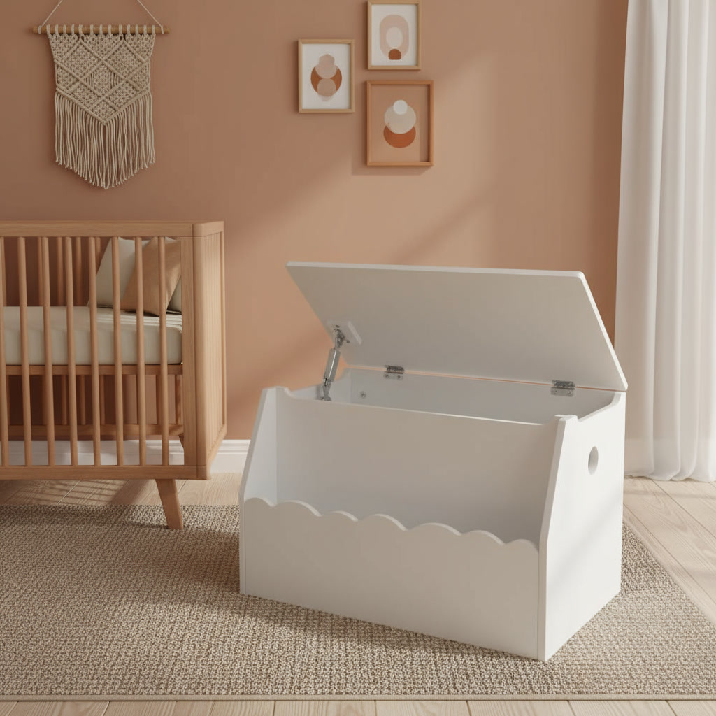 Baúl infantil con juguetero blanco - Imagen 5