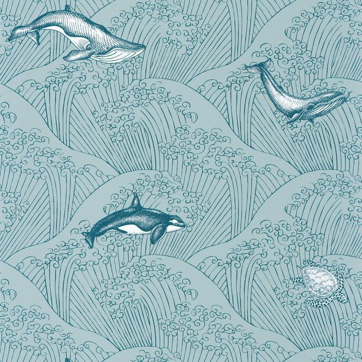 CASELIO_102017138 Papel pintado Nuestro Planeta Bajo el mar Verde Agua - Imagen 1