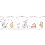 Cenefa autoadhesiva Little Parade rosa y mint