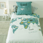 Funda nórdica infantil de cama reversible Carte Monde