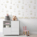 Papel pintado infantil Ballons gris y beige - Imagen 2