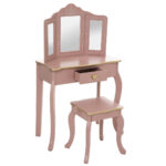 Tocador y taburete infantil rosa - Imagen 5