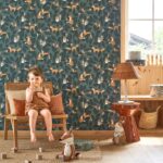 Papel pintado Woodland Friends azul tinta - Imagen 3