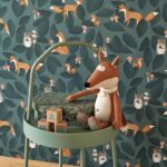 Papel pintado Woodland Friends azul tinta - Imagen 2