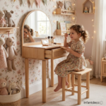 Tocador y taburete infantil madera de hevea - Imagen 2