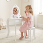 Tocador y taburete infantil blanco - Imagen 2