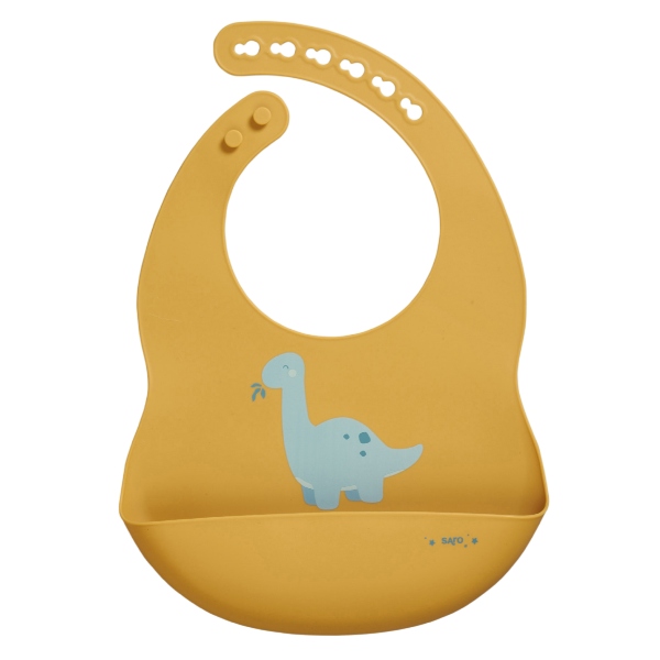 babero Babero de silicona Dinos mostaza - Imagen 1