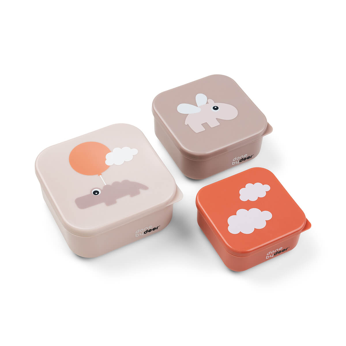 1236401 Set de 3 cajitas para alimentos Happy Clouds rosa - Imagen 1