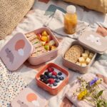Set de 3 cajitas para alimentos Happy Clouds rosa - Imagen 2