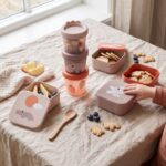 Set de 3 cajitas para alimentos Happy Clouds rosa - Imagen 4