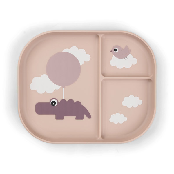 1736501 Plato con compartimentos Happy Clouds rosa - Imagen 1
