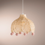 Lámpara infantil colgante de bambú con pompones