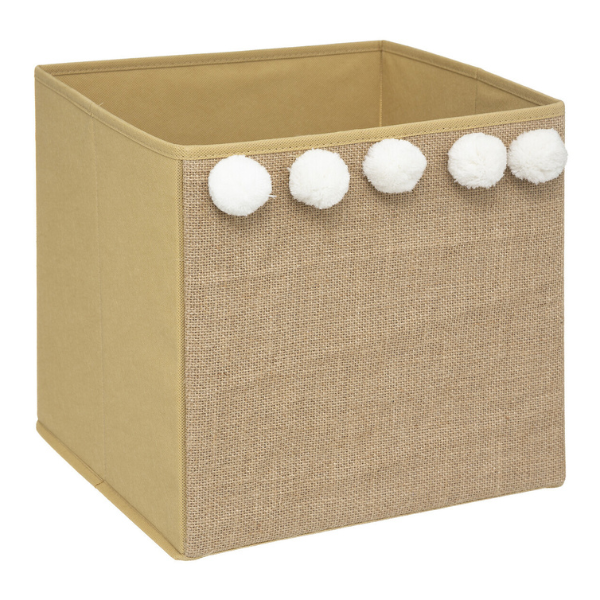 Diseño sin título (26) Cubo infantil para juguetes con pompones - Imagen 1