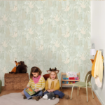 Papel pintado Les Mini Mondes - Hierbas Florales Verde Amande - Imagen 4