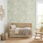 Papel pintado Les Mini Mondes - Hierbas Florales Verde Amande - Imagen 2