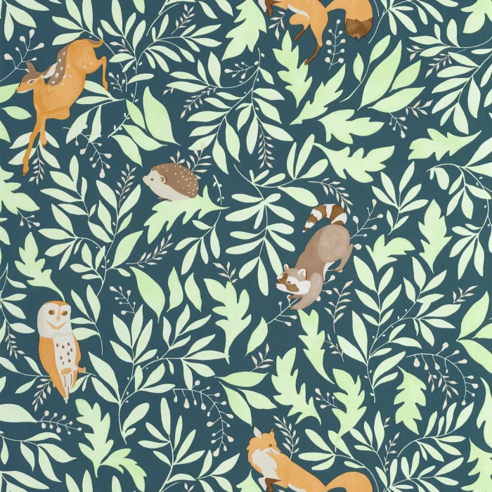 105746009 Papel pintado Les Mini Mondes - Bosque Verde azulado - Imagen 1