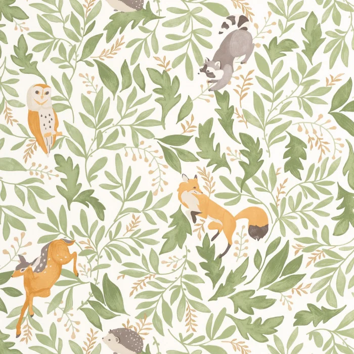 105747170 Papel pintado Les Mini Mondes - Bosque Verde Kaki - Imagen 1