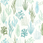 Papel pintado Les Mini Mondes - Fondo Marino Verde Agua