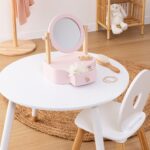 Tocador infantil rosa con espejo - Imagen 3