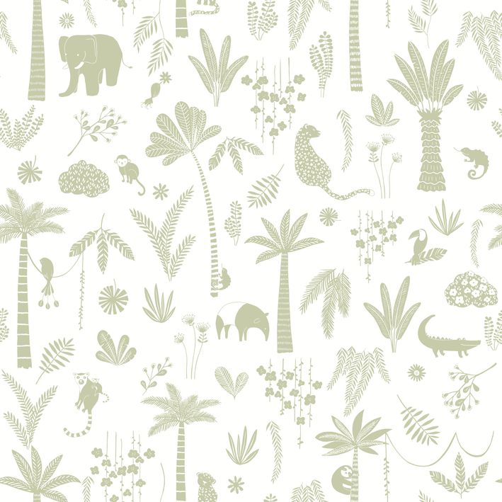 CASADECO_200767337 Papel pintado Érase una vez Poetic Jungle Vert feuille - Imagen 1