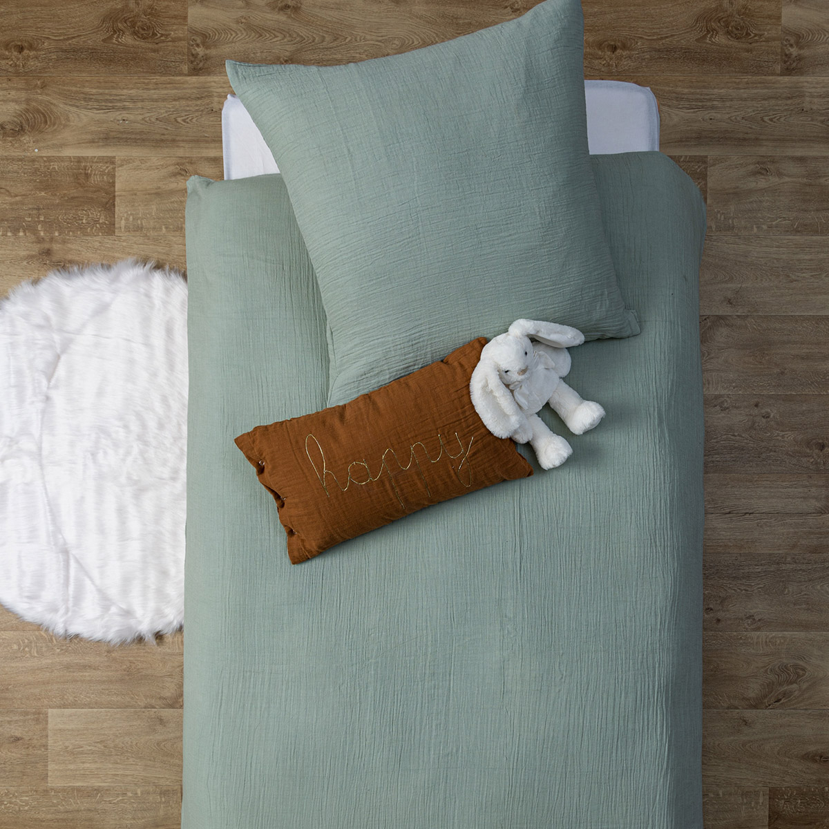 04W064686A Funda nórdica infantil de cama + Cojín verde - Imagen 1