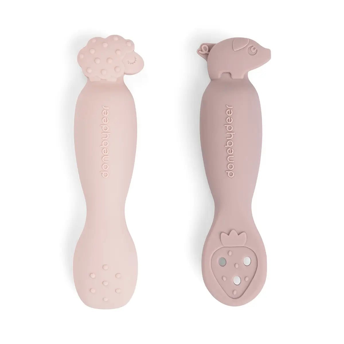 Learning-spoon-set-Tiny-farm-Powder-Back-2-PS Set de 2 cucharas de aprendizaje Tiny Farm Rosa - Imagen 1