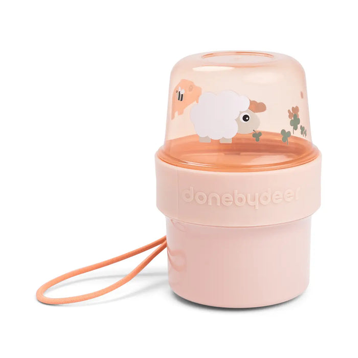 To-go-2-way-snack-container-S-Tiny-farm-Powder-Front-PS Caja para alimentos doble Tiny Farm Rosa - Imagen 1
