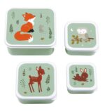 Set de 4 cajitas para alimentos Zorro