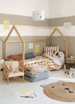 Funda nórdica infantil de cama reversible Rayas Beige - Imagen 4