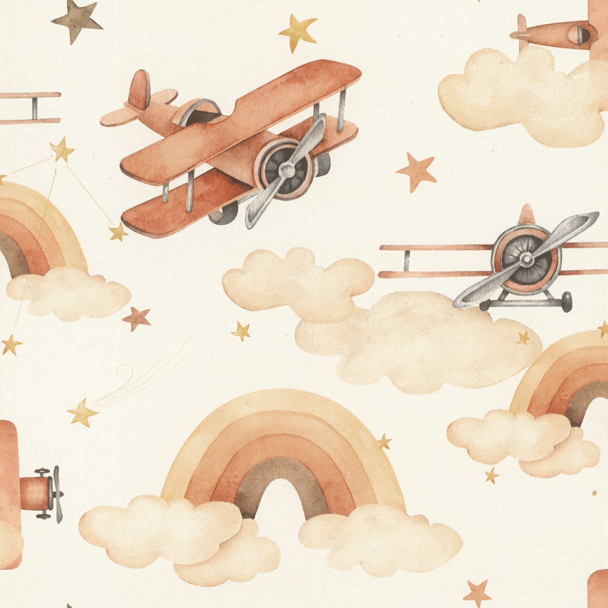 010 BAM Papel pintado aviones y arcoíris - Imagen 1