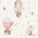 Papel pintado animales en globo rosa