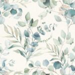 Papel pintado hojas acuarela verde
