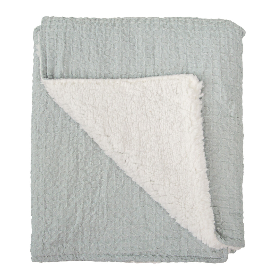 54FU00002176 Manta Waffle con sherpa azul grisáceo - Imagen 1