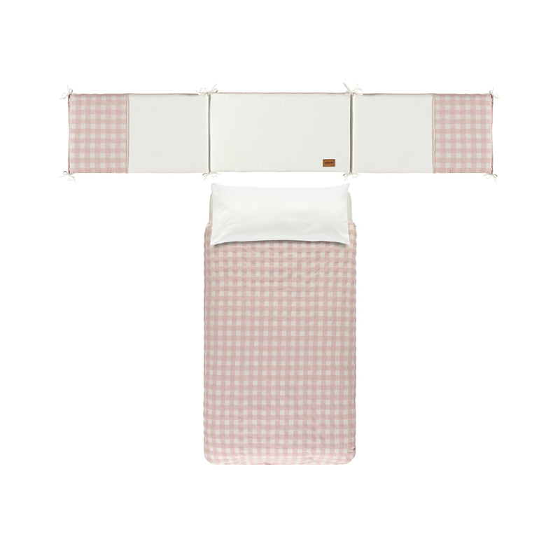 E3536270 Colcha+protector de 60x120cm. Checks Rosa - Imagen 1