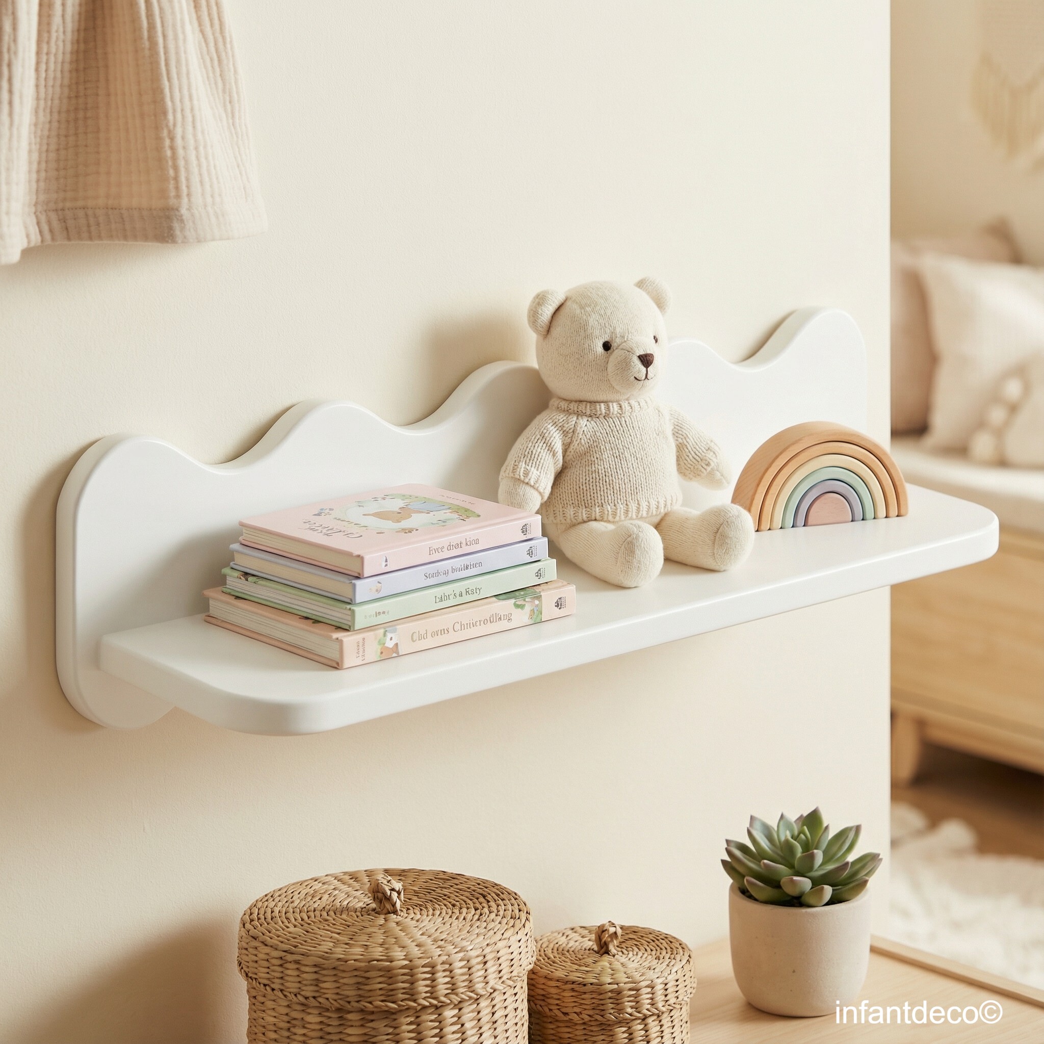 dd00d5b8-c83d-4ec0-8854-ee51997e4562 Estantería infantil madera maciza Waves blanco - Imagen 1
