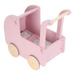 Carro de madera para muñecas rosa