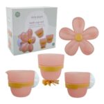 Set de tazas y flor para el baño