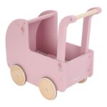 Carro de madera para muñecas rosa - Imagen 6