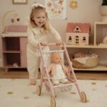 Carrito de madera para muñecas Flores - Imagen 2