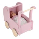 Carro de madera para muñecas rosa - Imagen 12