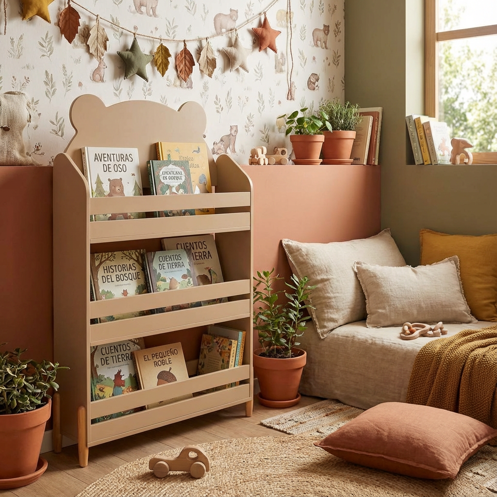 freepik__coloca-esta-estanteria-infantil-de-madera-en-una-e__40767 Mueble biblioteca infantil Doucer Osito beige - Imagen 1