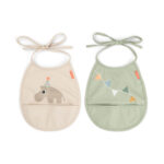 Pack de dos baberos con bosillo Celebration sand green