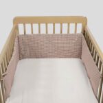 Protector para cuna de 60x120cm Praliné Vichy/rayas moka - Imagen 3