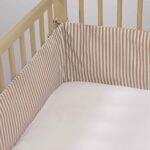 Protector para cuna de 60x120cm Praliné Vichy/rayas moka - Imagen 2