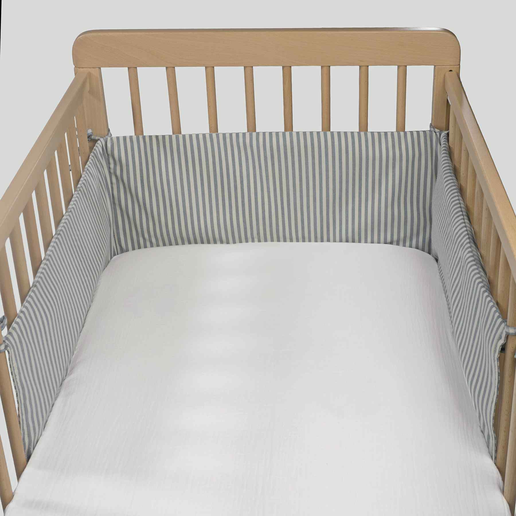 1120800723_c Protector para cuna de 60x120cm Praliné Vichy/rayas matcha - Imagen 1